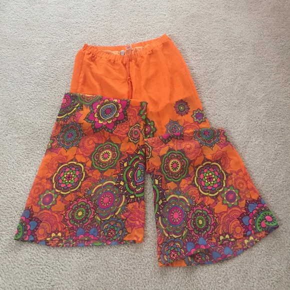 The Calssics Orange Floral Boho Sheer Palazzo Pant - Picture 2 of 7